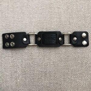 Black leather Diesel bracelet.